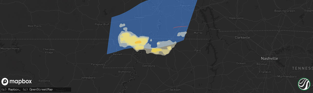 Hail map in Troy, TN on May 26, 2024