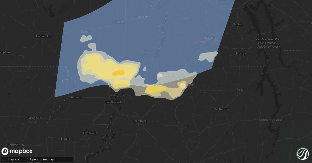 Hail map in Troy, TN on May 26, 2024