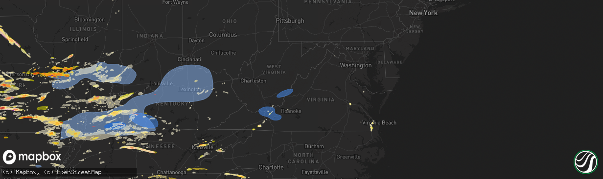 Hail map in Virginia on May 26, 2024