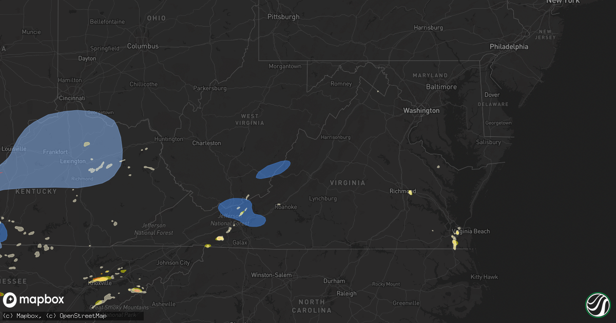 Hail map in Virginia on May 26, 2024