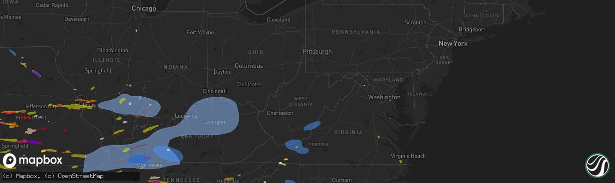 Hail map in West Virginia on May 26, 2024