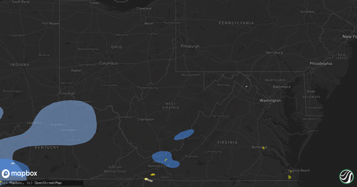 Hail map in West Virginia on May 26, 2024