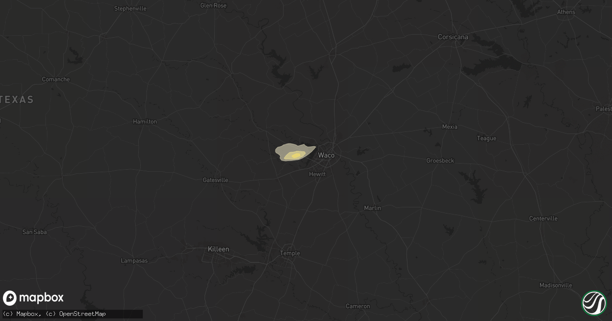 Hail map in Woodway, TX on May 26, 2024