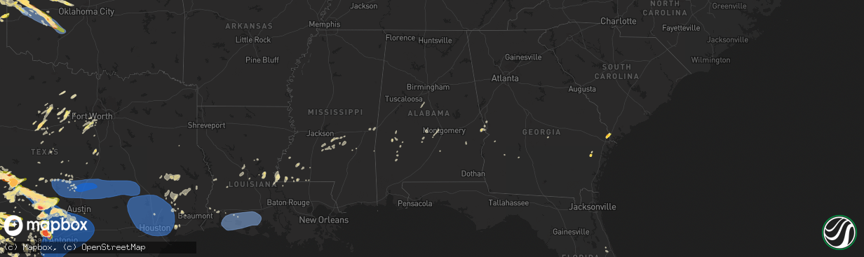 Hail map in Alabama on May 26, 2025