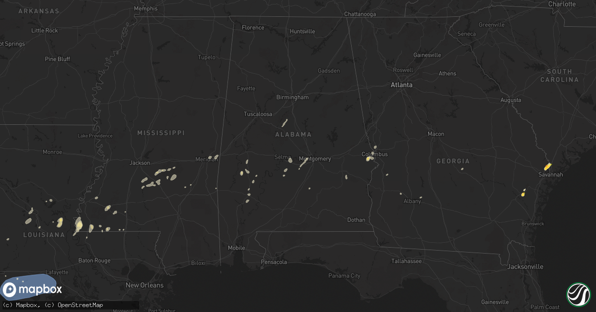 Hail map in Alabama on May 26, 2025
