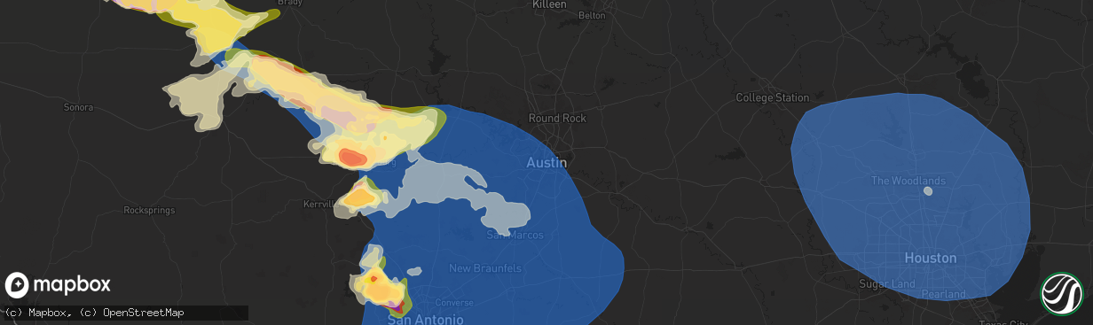 Hail map in Austin, TX on May 26, 2025