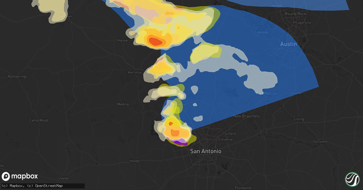 Hail map in Boerne, TX on May 26, 2025