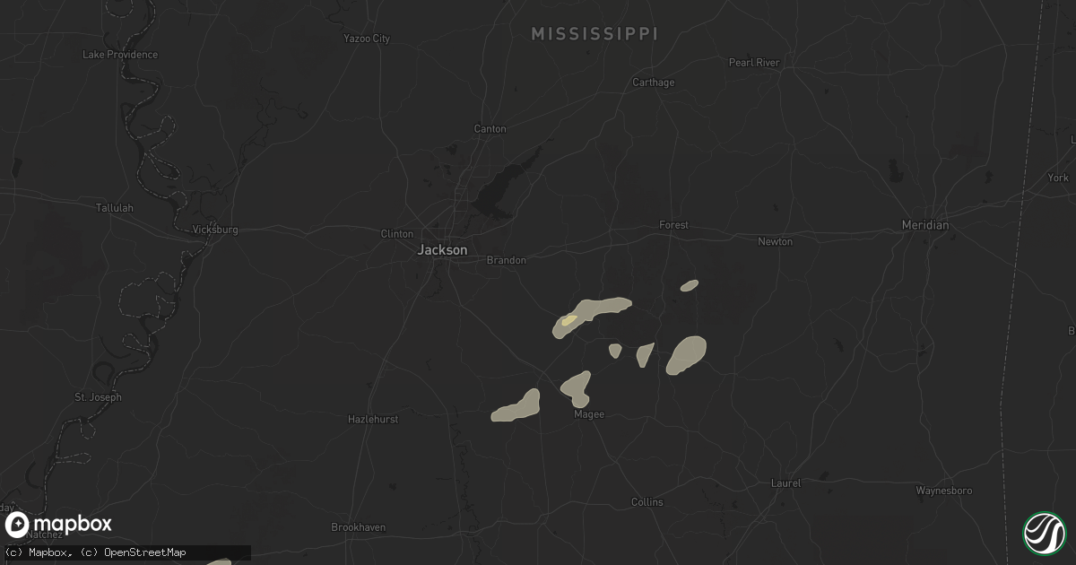 Hail map in Brandon, MS on May 26, 2025