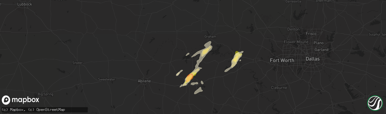 Hail map in Breckenridge, TX on May 26, 2025