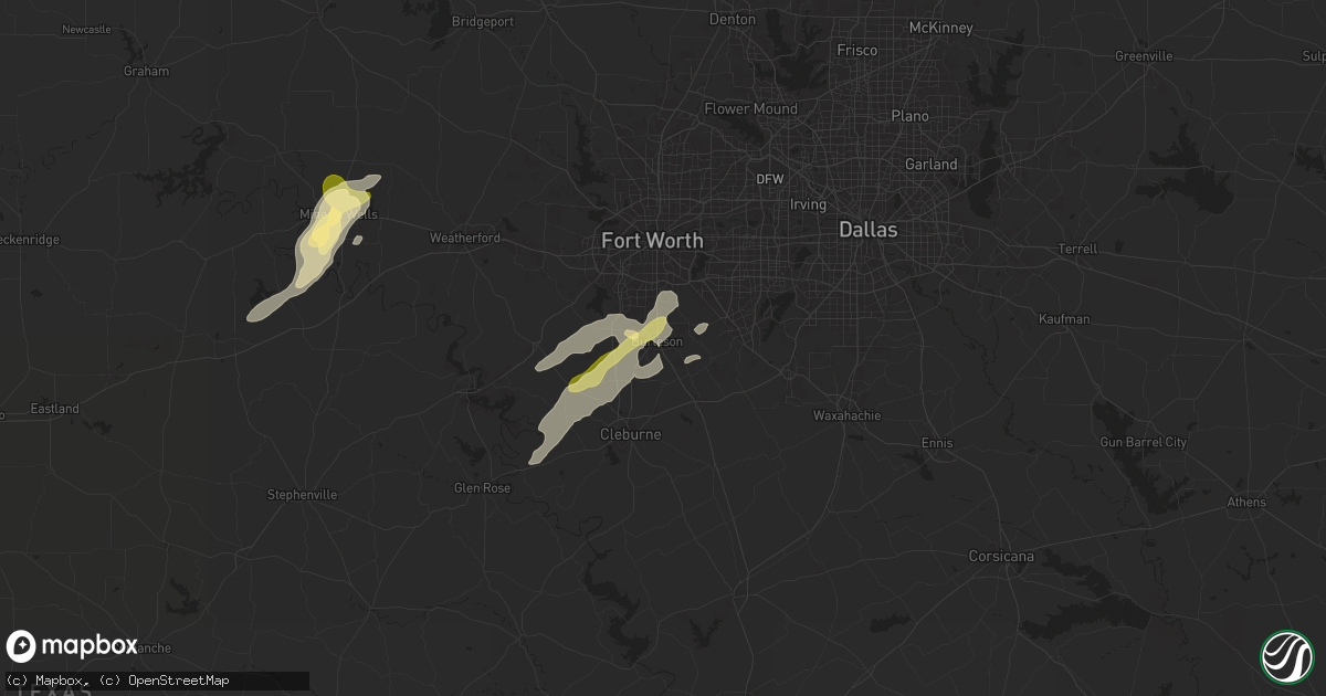 Hail map in Burleson, TX on May 26, 2025
