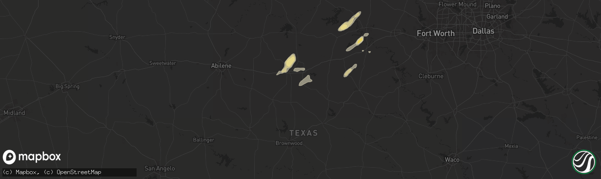 Hail map in Carbon, TX on May 26, 2025