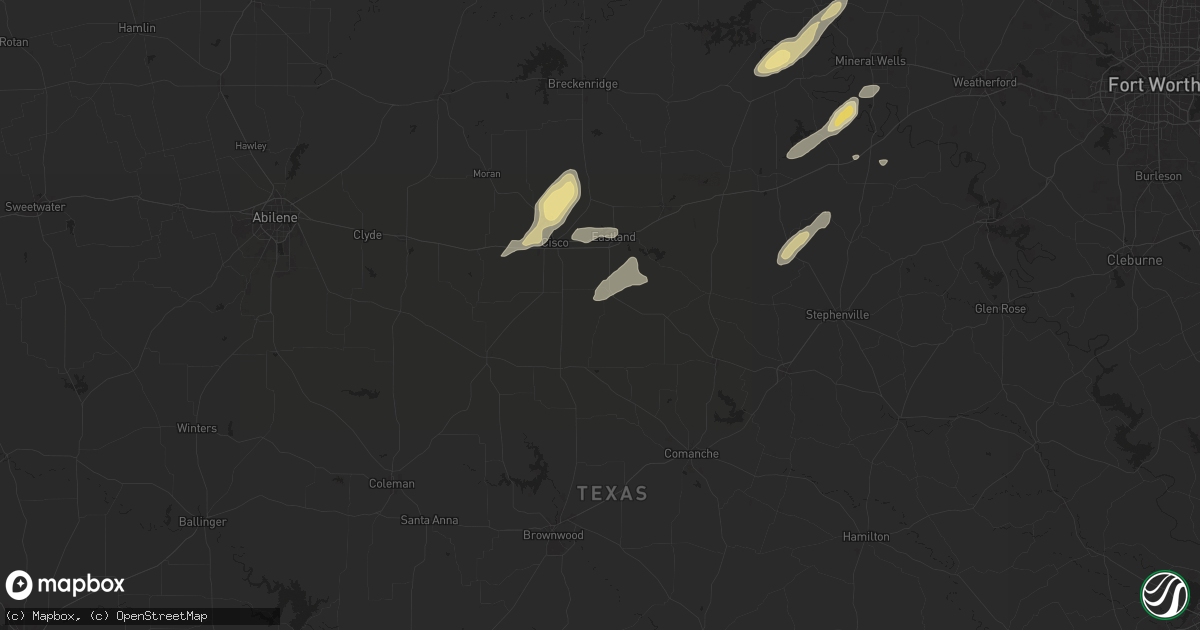 Hail map in Carbon, TX on May 26, 2025