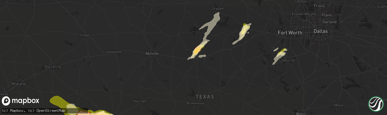 Hail map in Cisco, TX on May 26, 2025