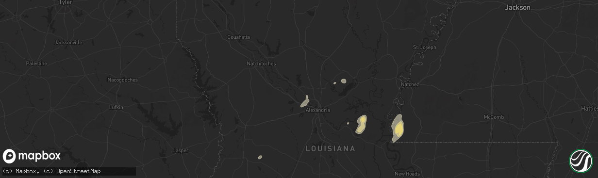 Hail map in Colfax, LA on May 26, 2025