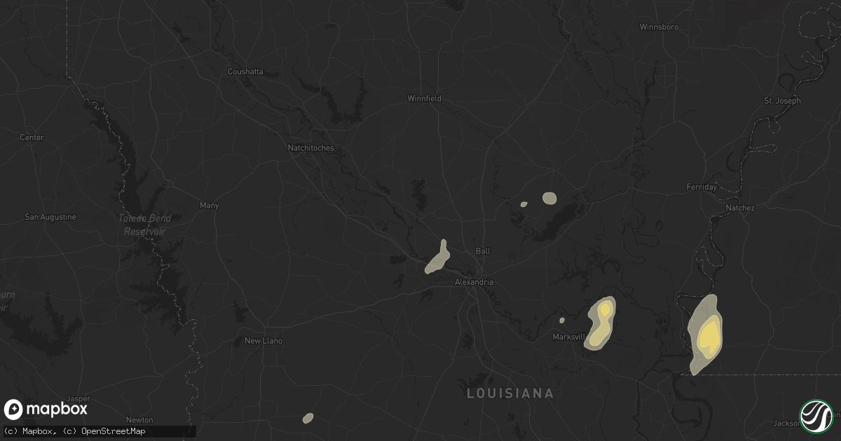 Hail map in Colfax, LA on May 26, 2025