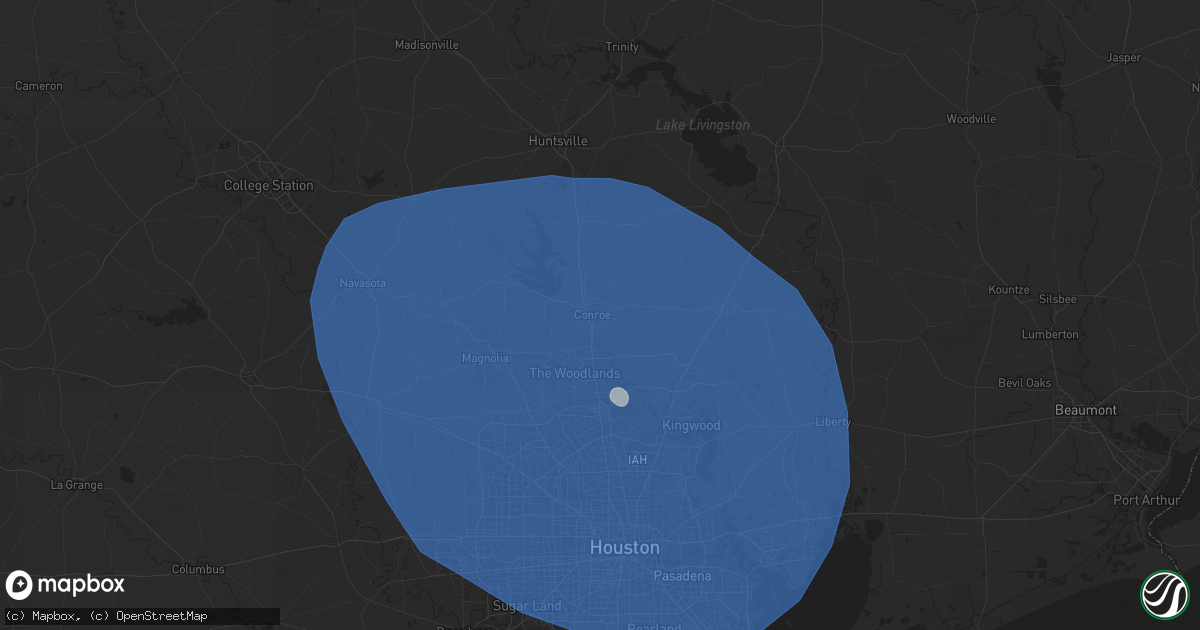 Hail map in Conroe, TX on May 26, 2025