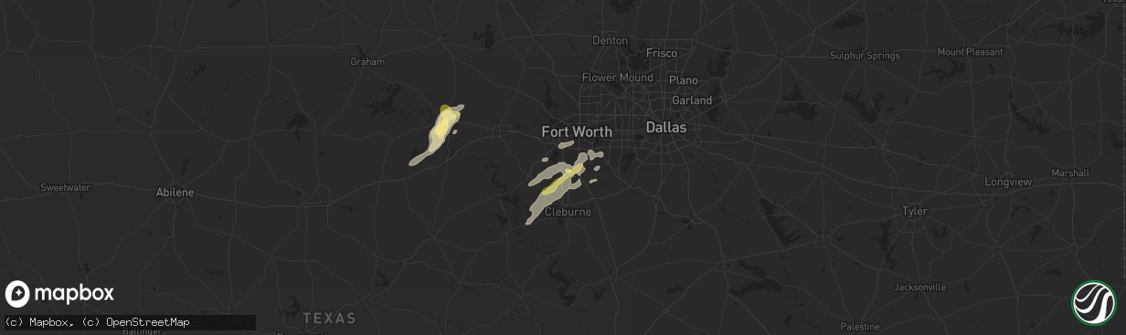 Hail map in Crowley, TX on May 26, 2025