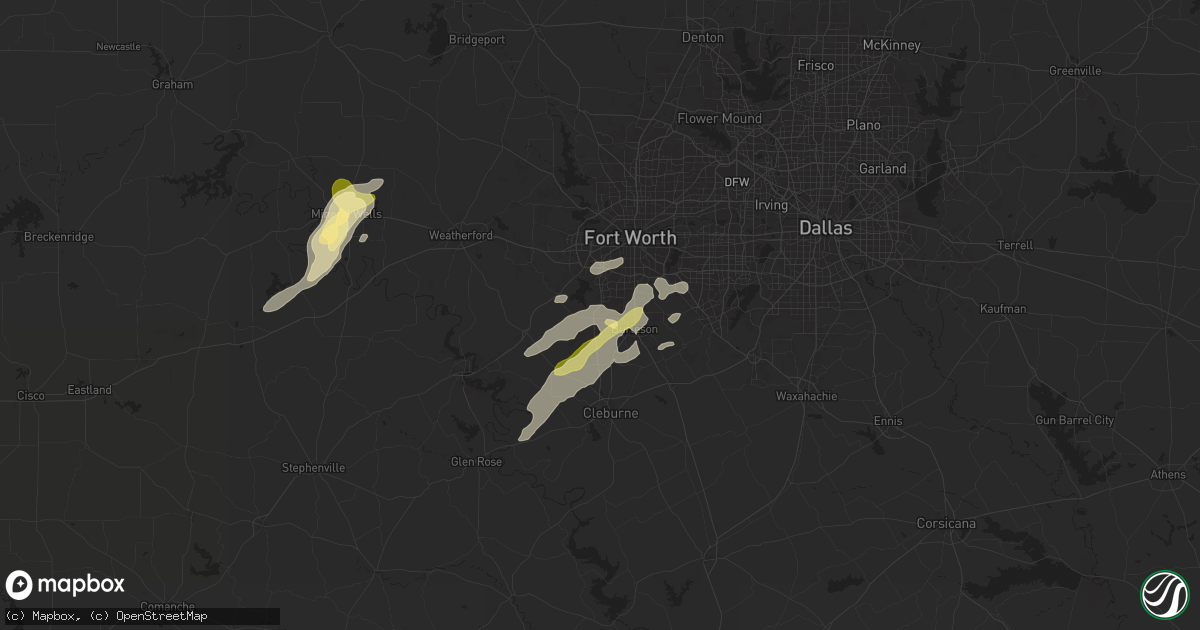 Hail map in Crowley, TX on May 26, 2025