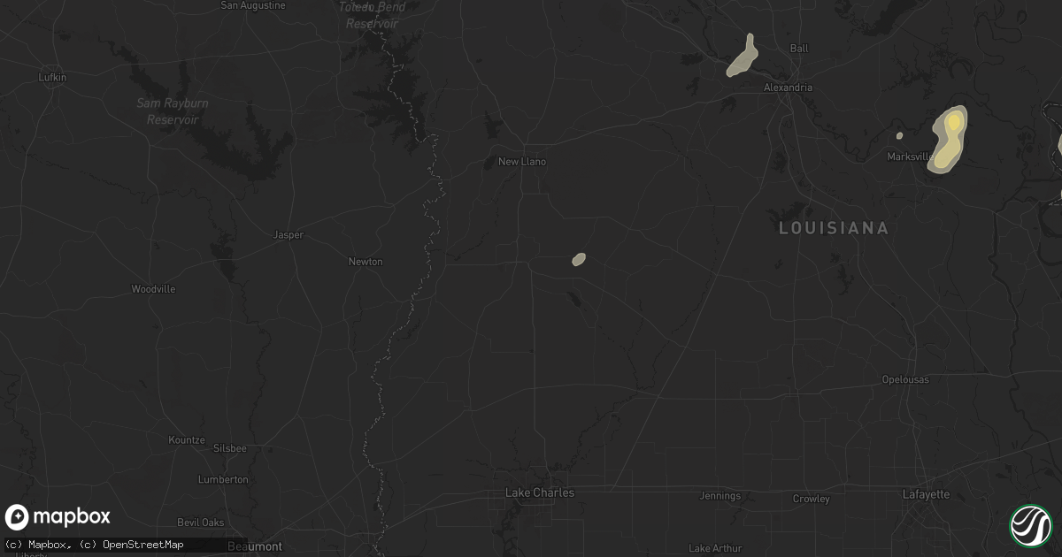 Hail map in Deridder, LA on May 26, 2025