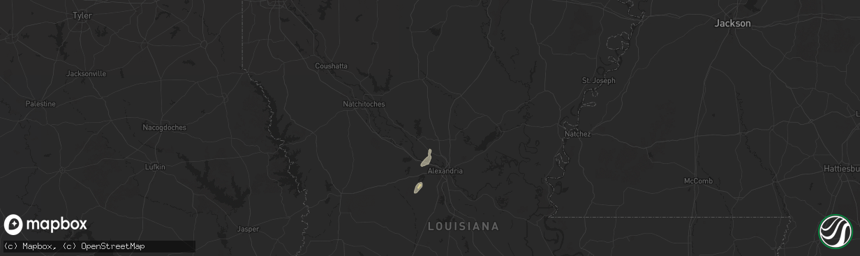 Hail map in Dry Prong, LA on May 26, 2025