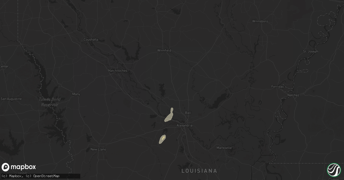 Hail map in Dry Prong, LA on May 26, 2025