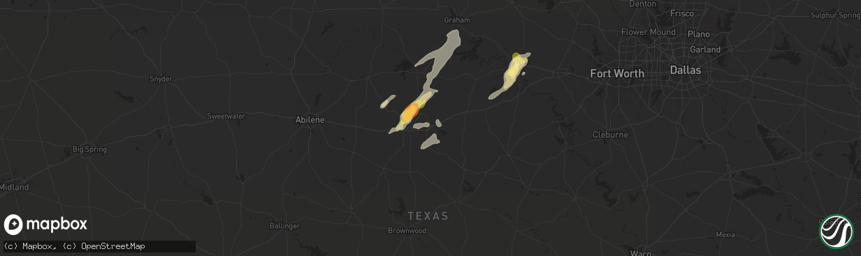 Hail map in Eastland, TX on May 26, 2025