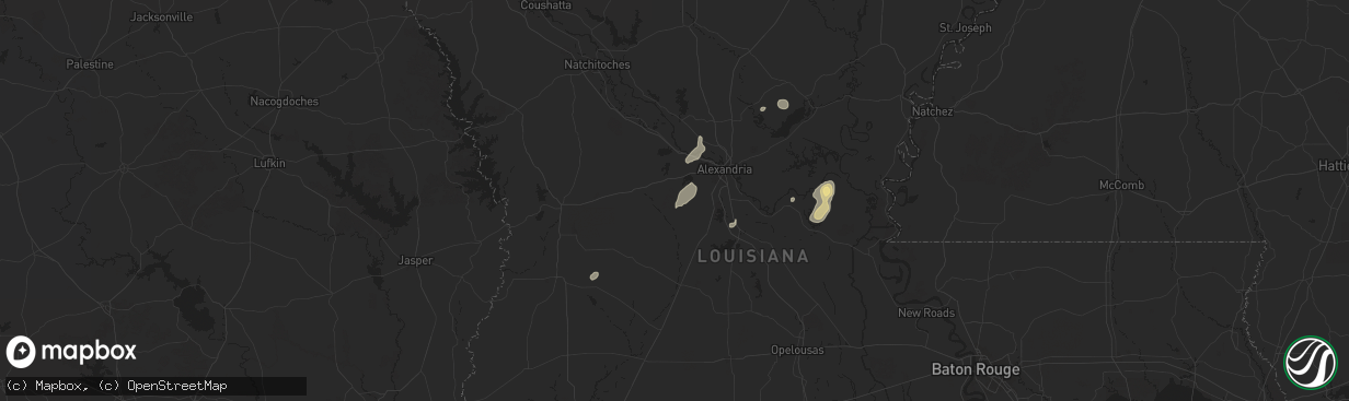 Hail map in Elmer, LA on May 26, 2025
