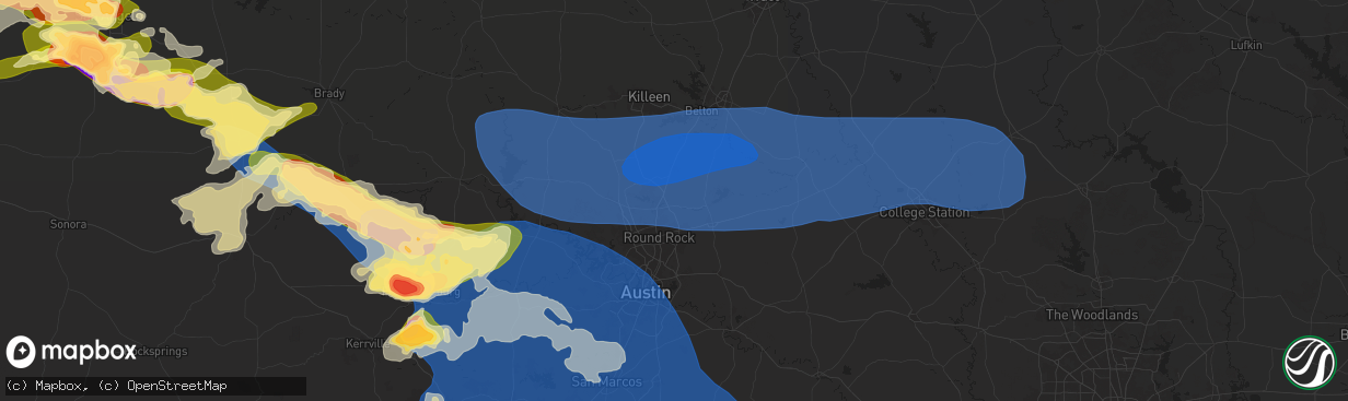 Hail map in Georgetown, TX on May 26, 2025