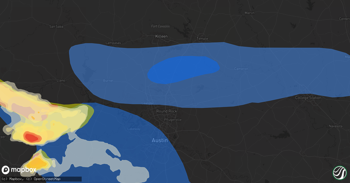 Hail map in Georgetown, TX on May 26, 2025