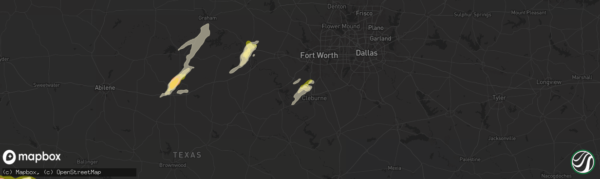 Hail map in Godley, TX on May 26, 2025