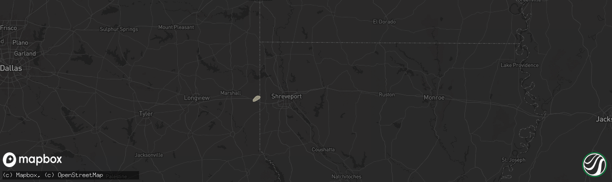 Hail map in Haughton, LA on May 26, 2025