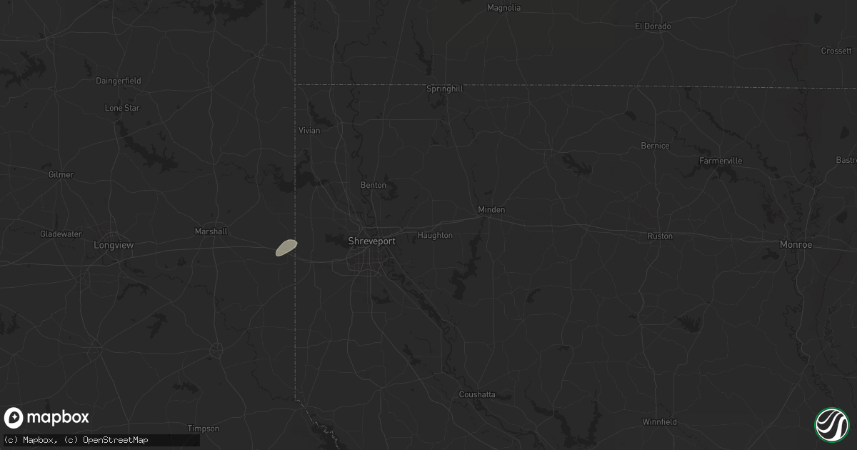 Hail map in Haughton, LA on May 26, 2025