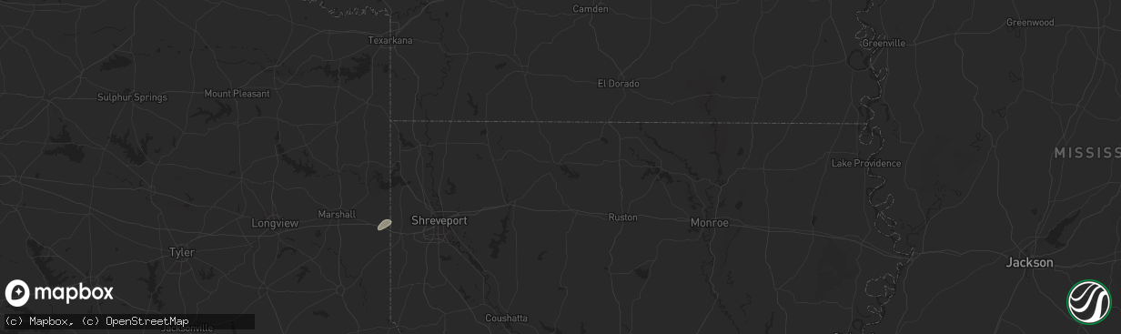 Hail map in Homer, LA on May 26, 2025