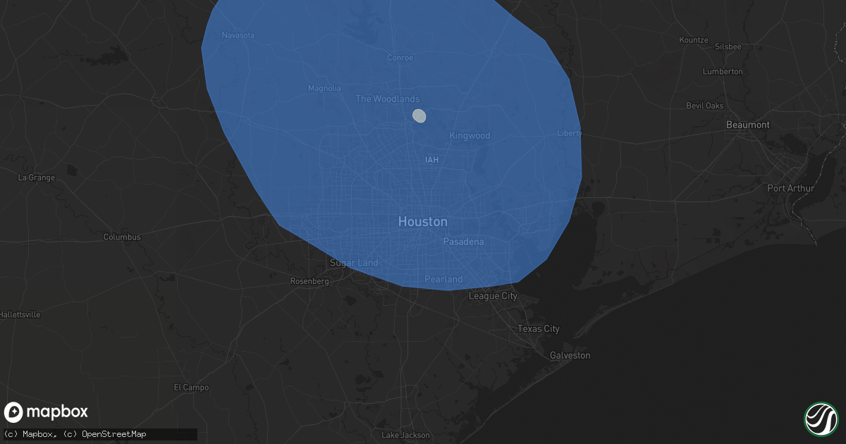 Hail map in Houston, TX on May 26, 2025