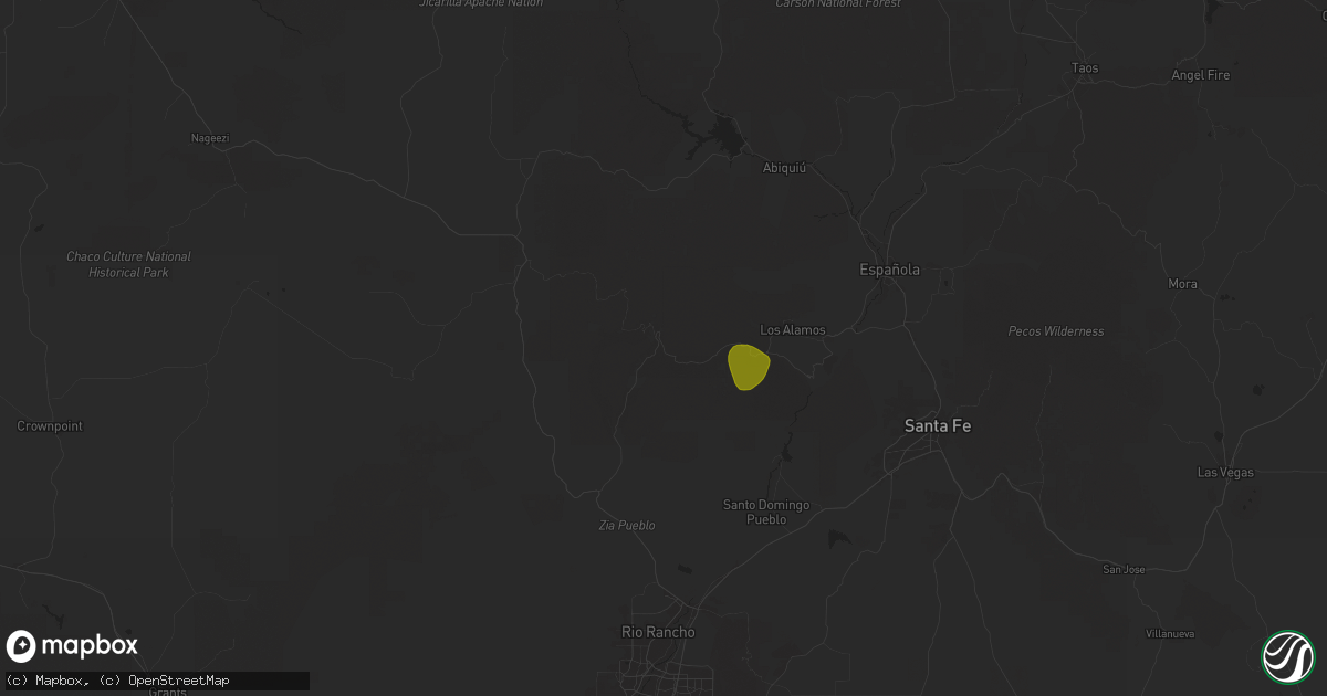 Hail map in Jemez Springs, NM on May 26, 2025