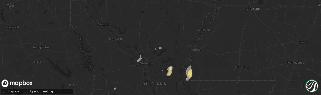 Hail map in Jena, LA on May 26, 2025