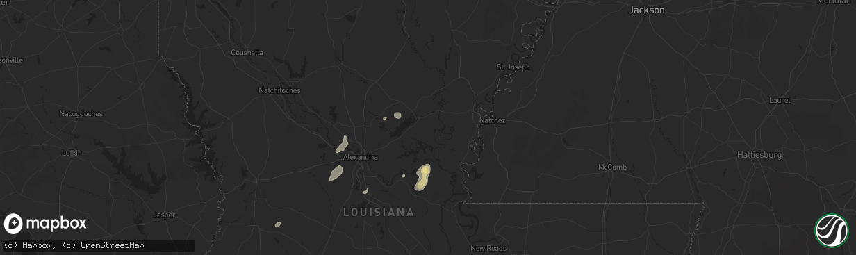 Hail map in Jonesville, LA on May 26, 2025