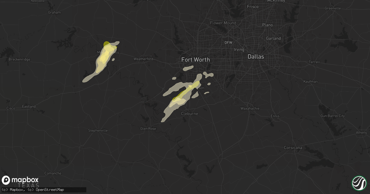 Hail map in Joshua, TX on May 26, 2025
