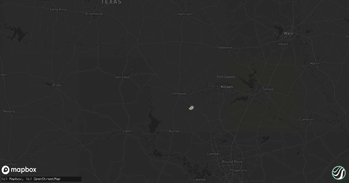 Hail map in Lampasas, TX on May 26, 2025