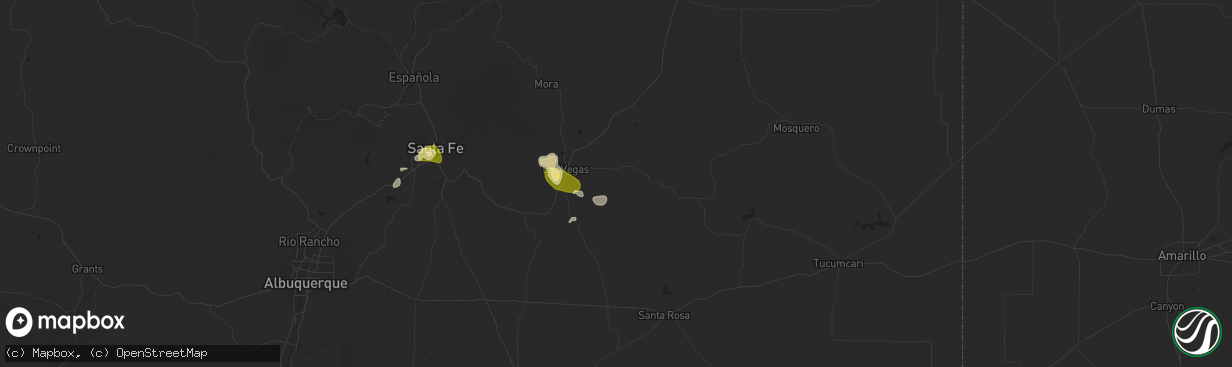 Hail map in Las Vegas, NM on May 26, 2025