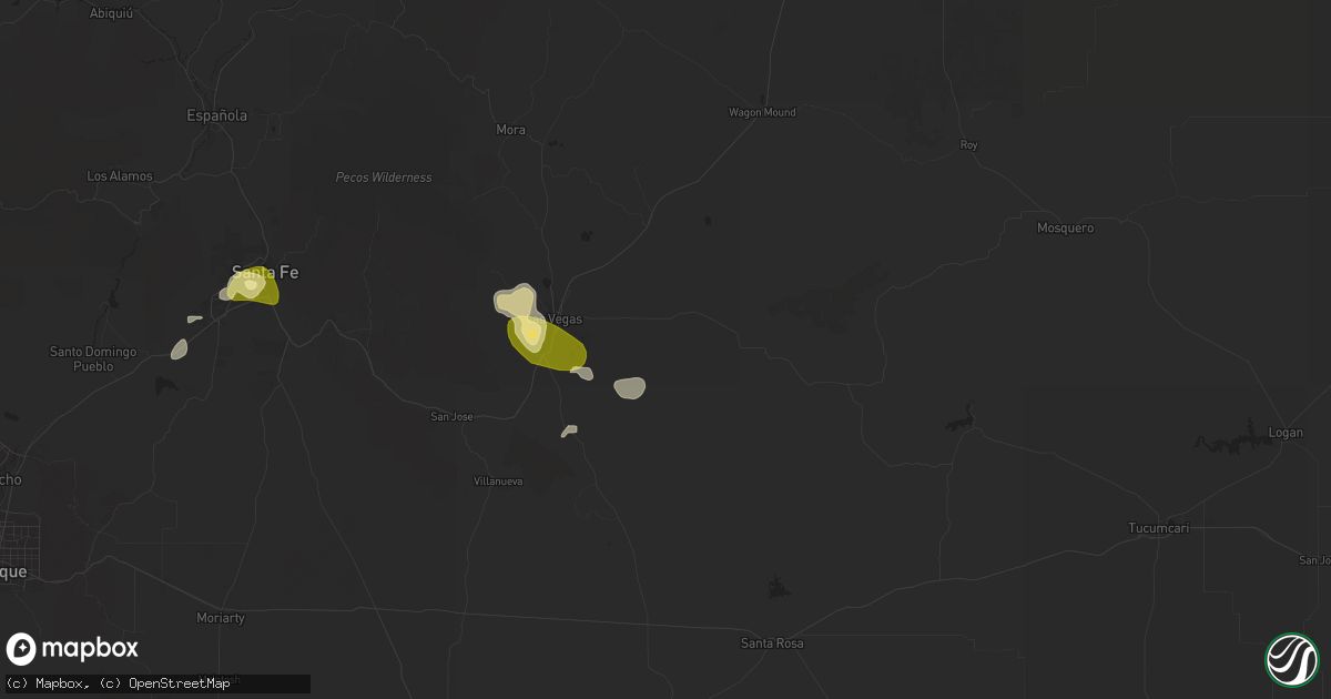 Hail map in Las Vegas, NM on May 26, 2025