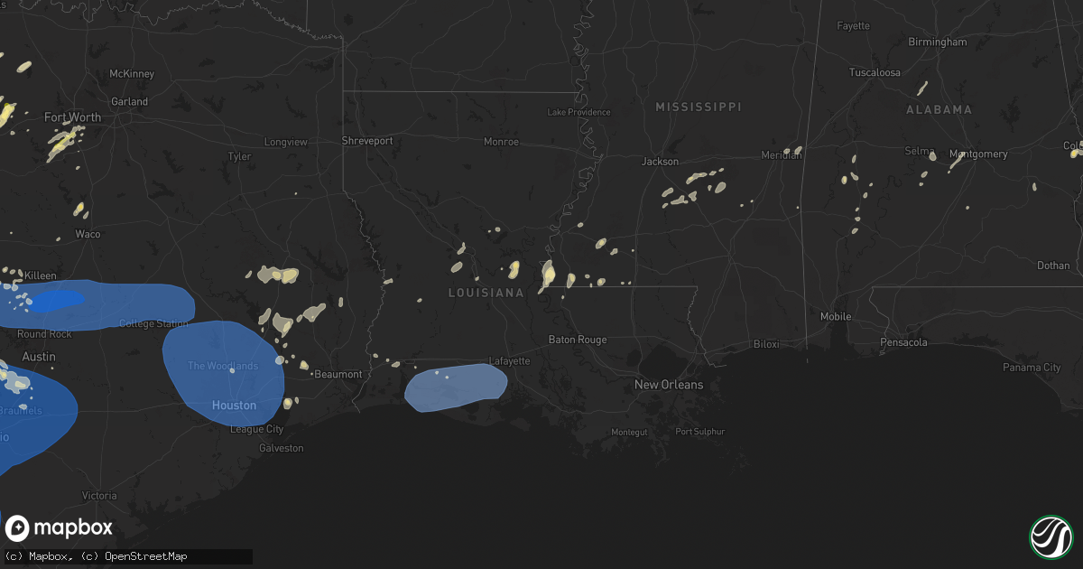 Hail map in Louisiana on May 26, 2025