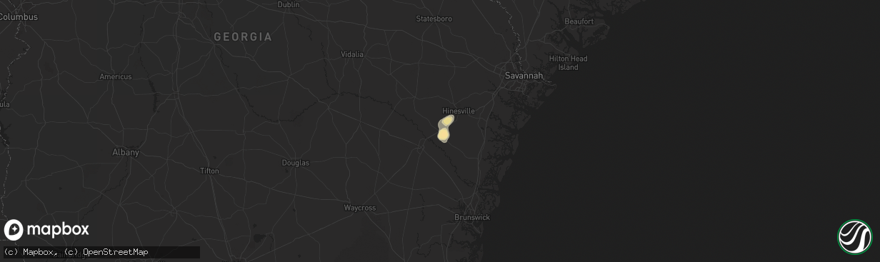 Hail map in Ludowici, GA on May 26, 2025