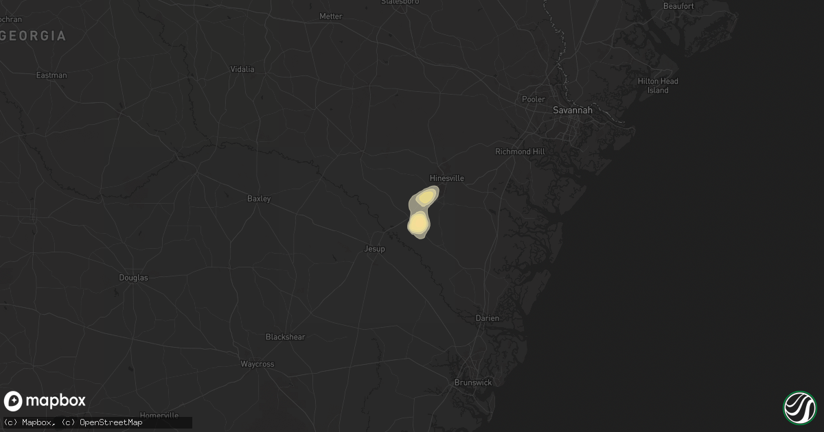 Hail map in Ludowici, GA on May 26, 2025