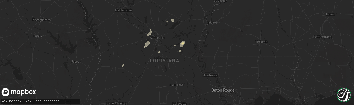 Hail map in Mansura, LA on May 26, 2025