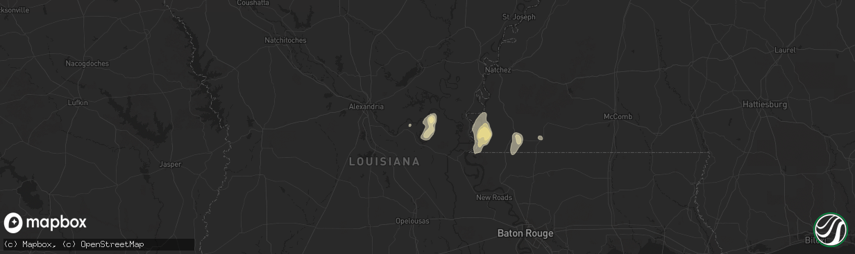 Hail map in Marksville, LA on May 26, 2025