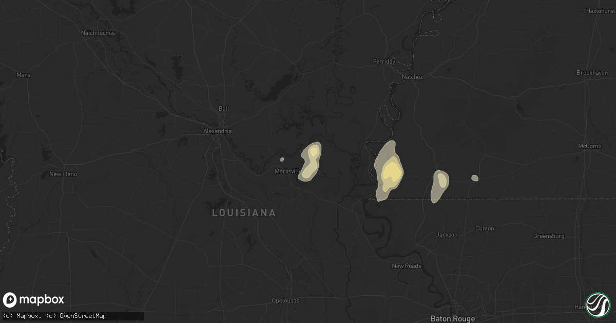 Hail map in Marksville, LA on May 26, 2025