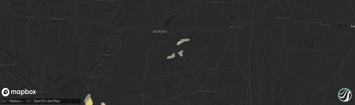 Hail map in Mendenhall, MS on May 26, 2025