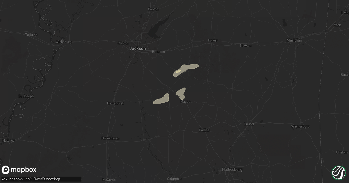 Hail map in Mendenhall, MS on May 26, 2025