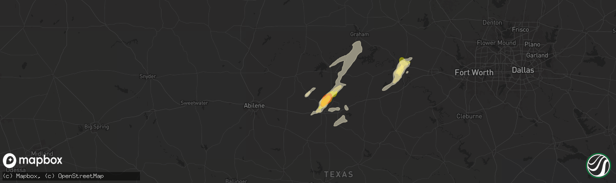 Hail map in Moran, TX on May 26, 2025
